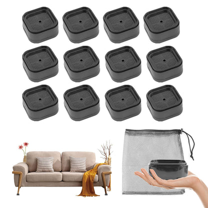 Furniture Risers, 2-Inch Square Bed Risers, Heavy Duty Adjustable Riser Blocks for Sofa, Couch, Chair, Desk, Black, 12 Pack