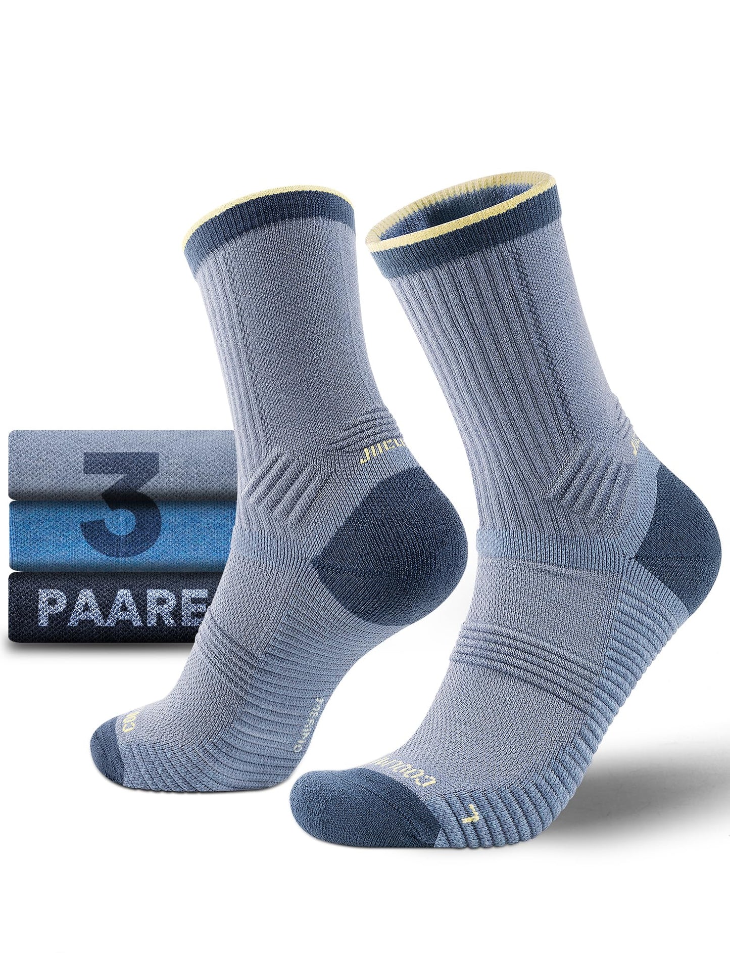Men's Merino Wool Hiking Socks Compression Cushioned Breathable Anti-Sweat – Light Denim EU47-51