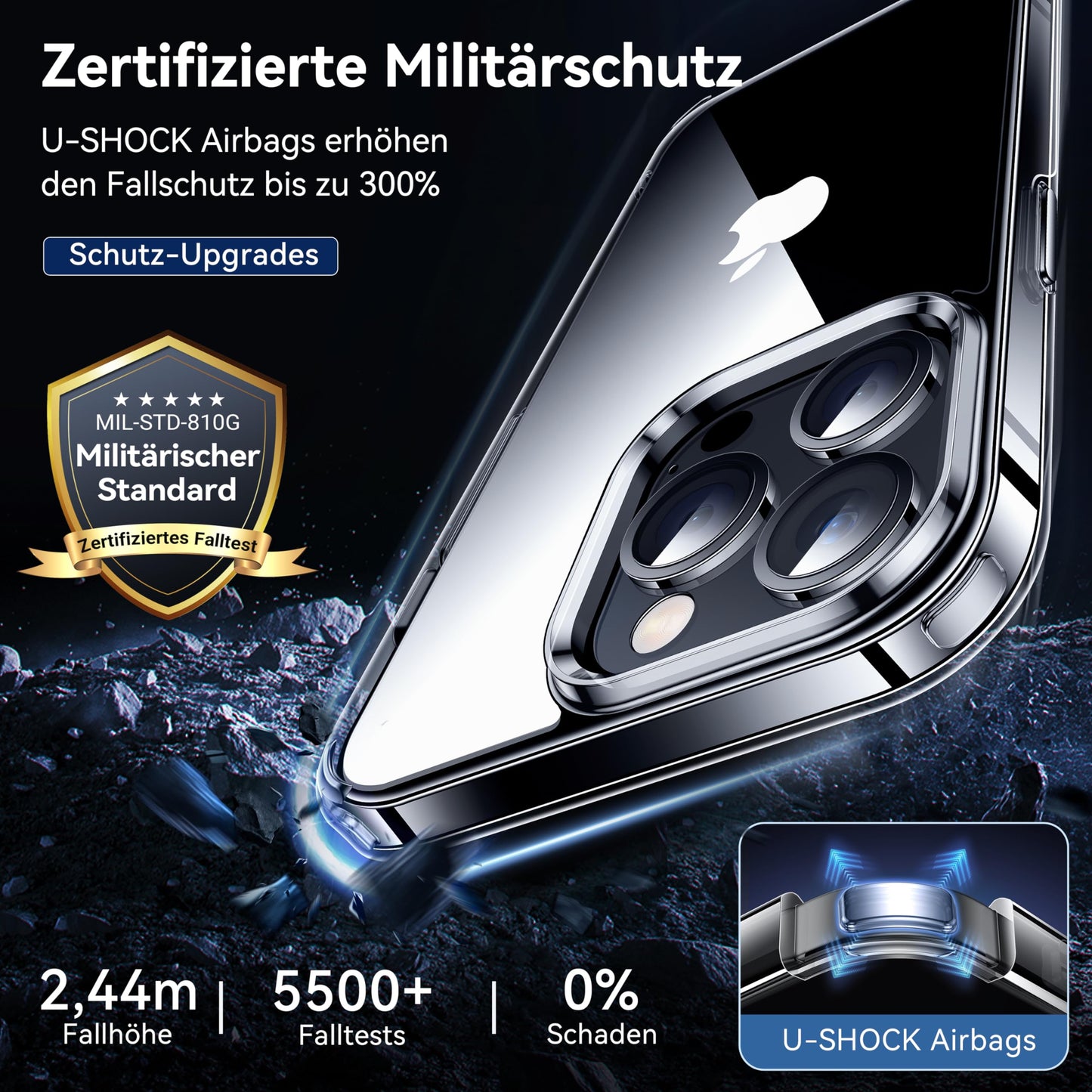 iPhone 13 Pro Case Indestructible Military Protection Slim Transparent – Clear