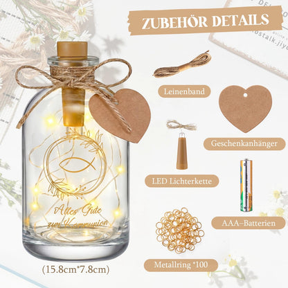 Communion LED Bottle Light Money Gift 'Happy Communion' Decorative String – Gold