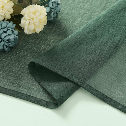 MRTREES Green curtains with ruffle tape, set of 2, 250 cm long, curtains with ruffle tape for rail, 140 cm wide, linen look