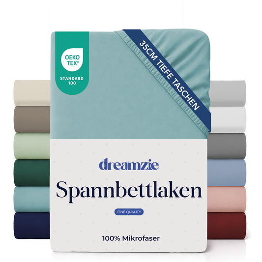 Fitted Sheet Queen 140x190/200cm 35cm Deep 100% Microfiber Oeko-TEX – Aqua