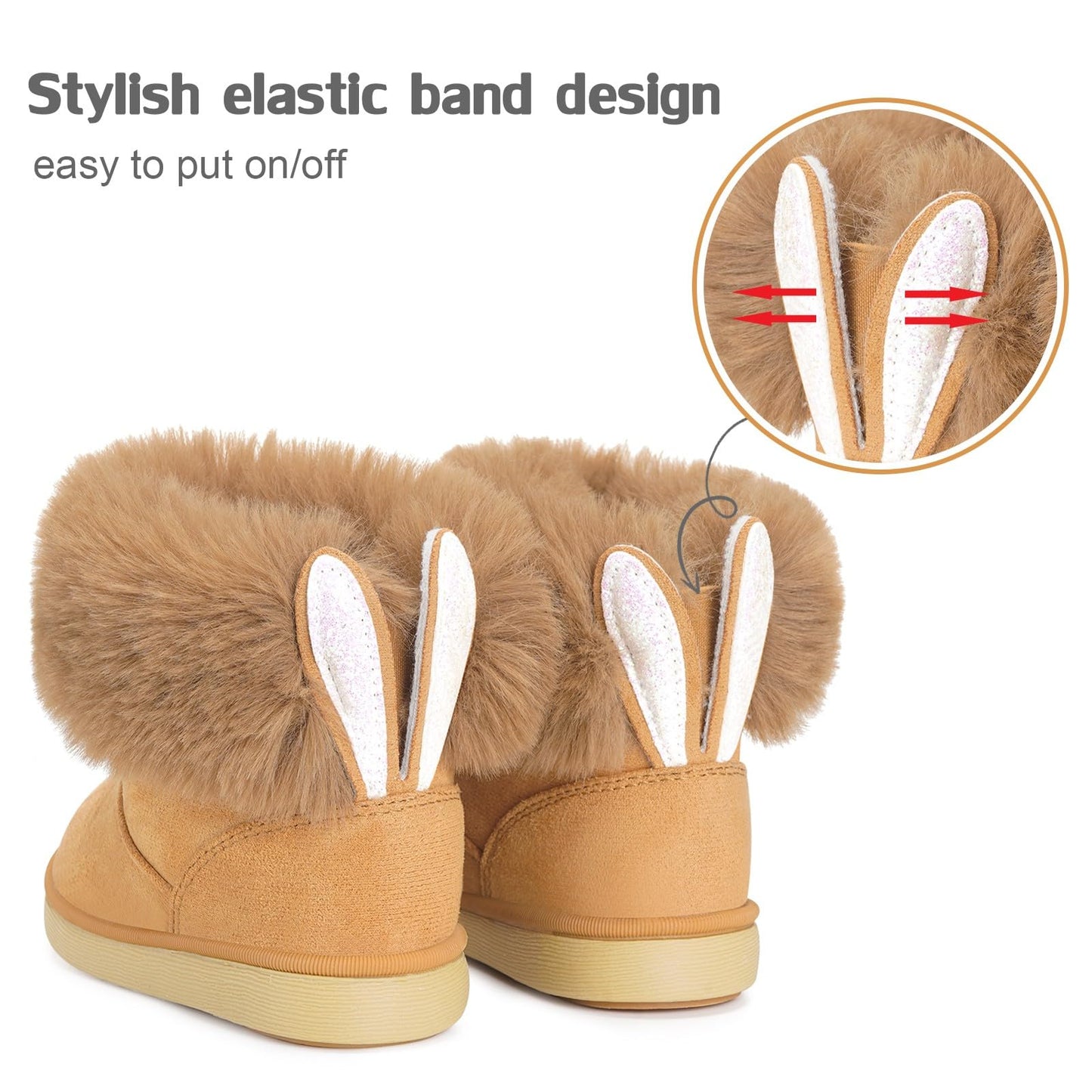 Children’s Winter Ankle Boots Plush Lined Non-Slip Slip-On – Brown EU21