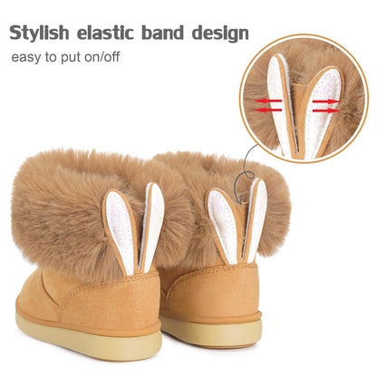 Children’s Winter Ankle Boots Plush Lined Non-Slip Slip-On – Brown EU21