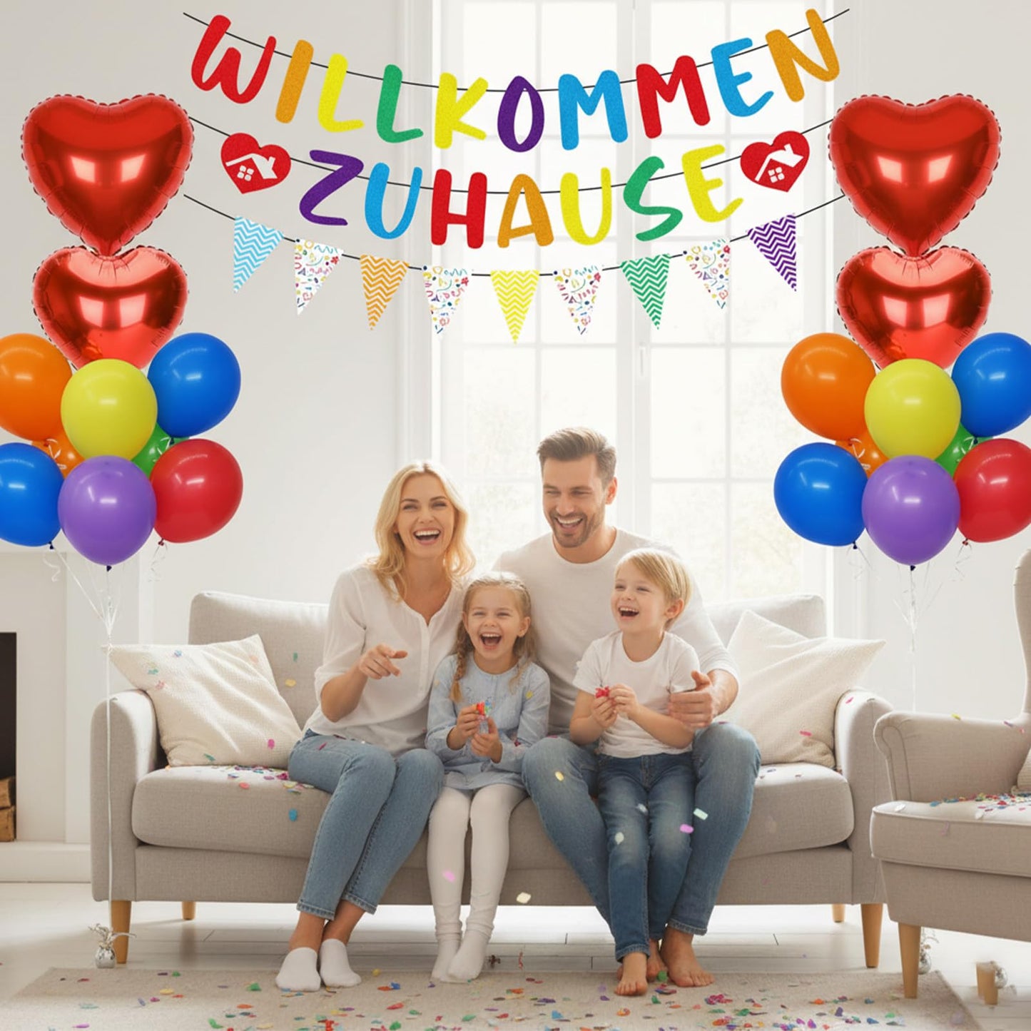 Welcome Home Party Decoration 17-Piece Garland Banner & Balloons Set – Multicolour