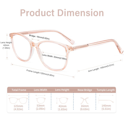 Women's TR90 Reading Glasses Blue Light Anti-Glare – Transparent Brown +4.0