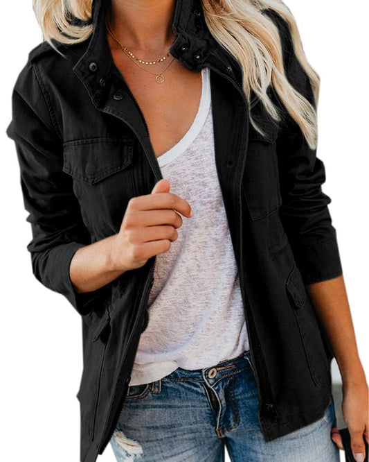 Imily Bela transitional jacket women's lightweight summer jacket autumn stand-up collar jacket boyfriend parka summer jacket