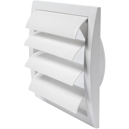 15cm White Exhaust Hood Vent with Built-in Screen and Flange, White, Air Vent Cover, HVAC Exhaust Duct Cover, Drain Plug