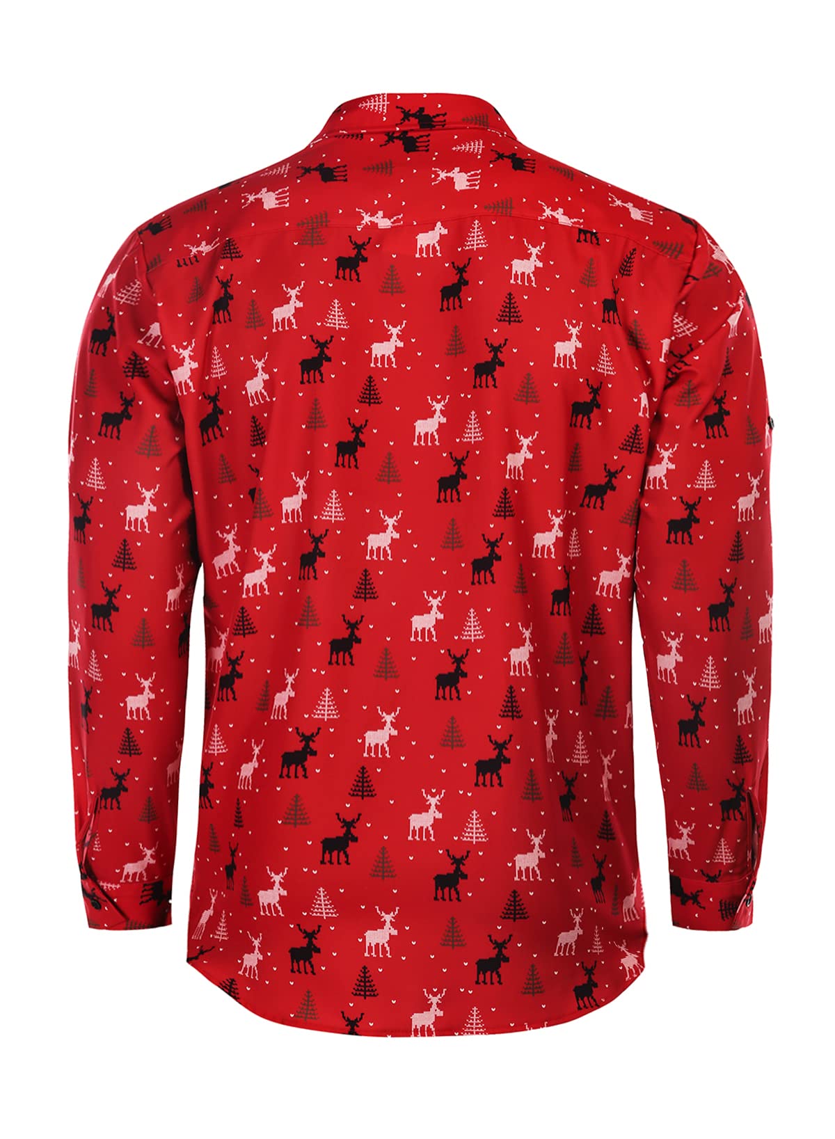 Men’s Christmas Shirt Santa Button-Down Long Sleeve Casual – White L