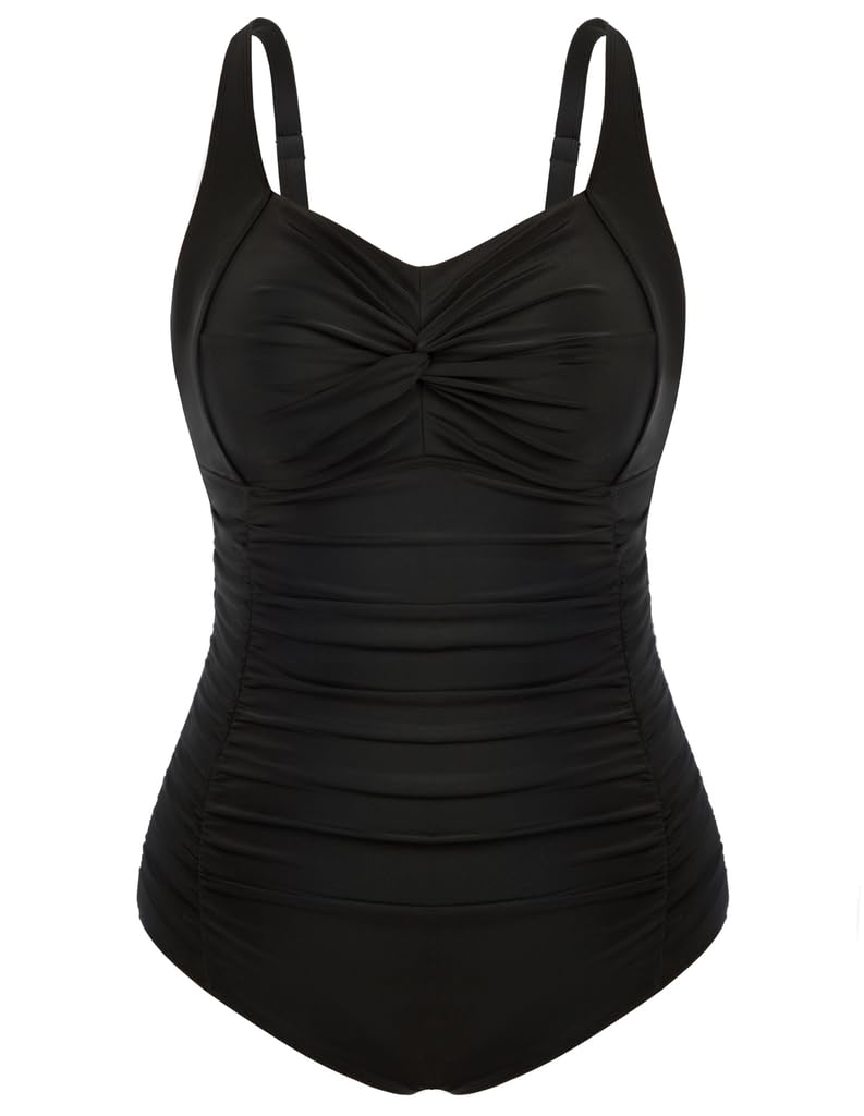 Hanna Nikole Women's Plus Size Flower Print One-Piece Sunflower Swimsuit One-Piece Swimsuit Black 50