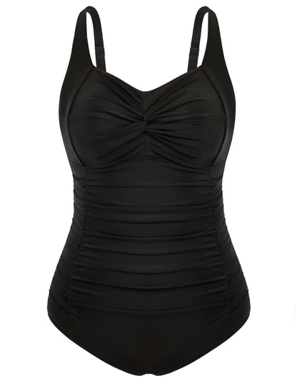 Hanna Nikole Women's Plus Size Flower Print One-Piece Sunflower Swimsuit One-Piece Swimsuit Black 50