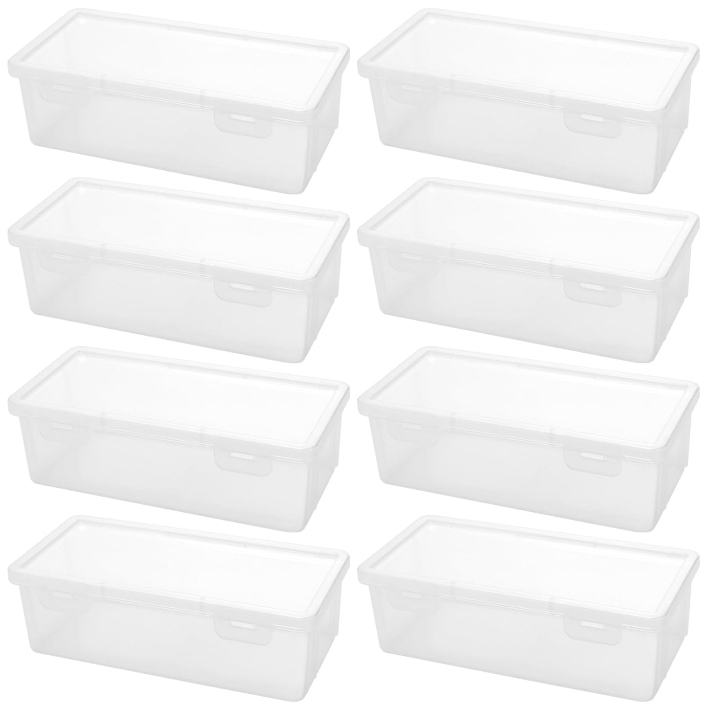 Plastic Stackable Pencil Boxes 8-Pack Transparent 19x9x6cm with Lid – Clear