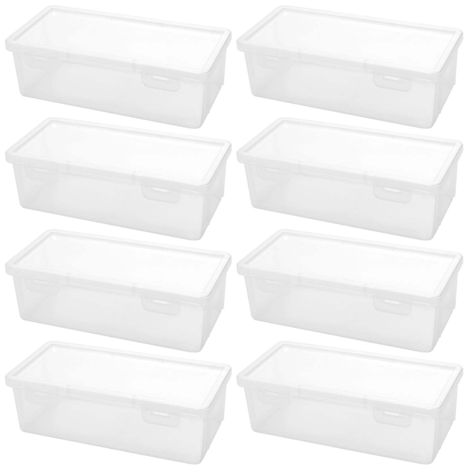 Plastic Stackable Pencil Boxes 8-Pack Transparent 19x9x6cm with Lid – Clear