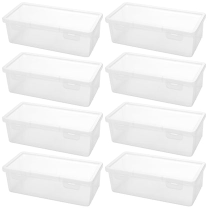 Plastic Stackable Pencil Boxes 8-Pack Transparent 19x9x6cm with Lid – Clear