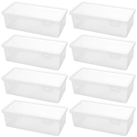 Plastic Stackable Pencil Boxes 8-Pack Transparent 19x9x6cm with Lid – Clear