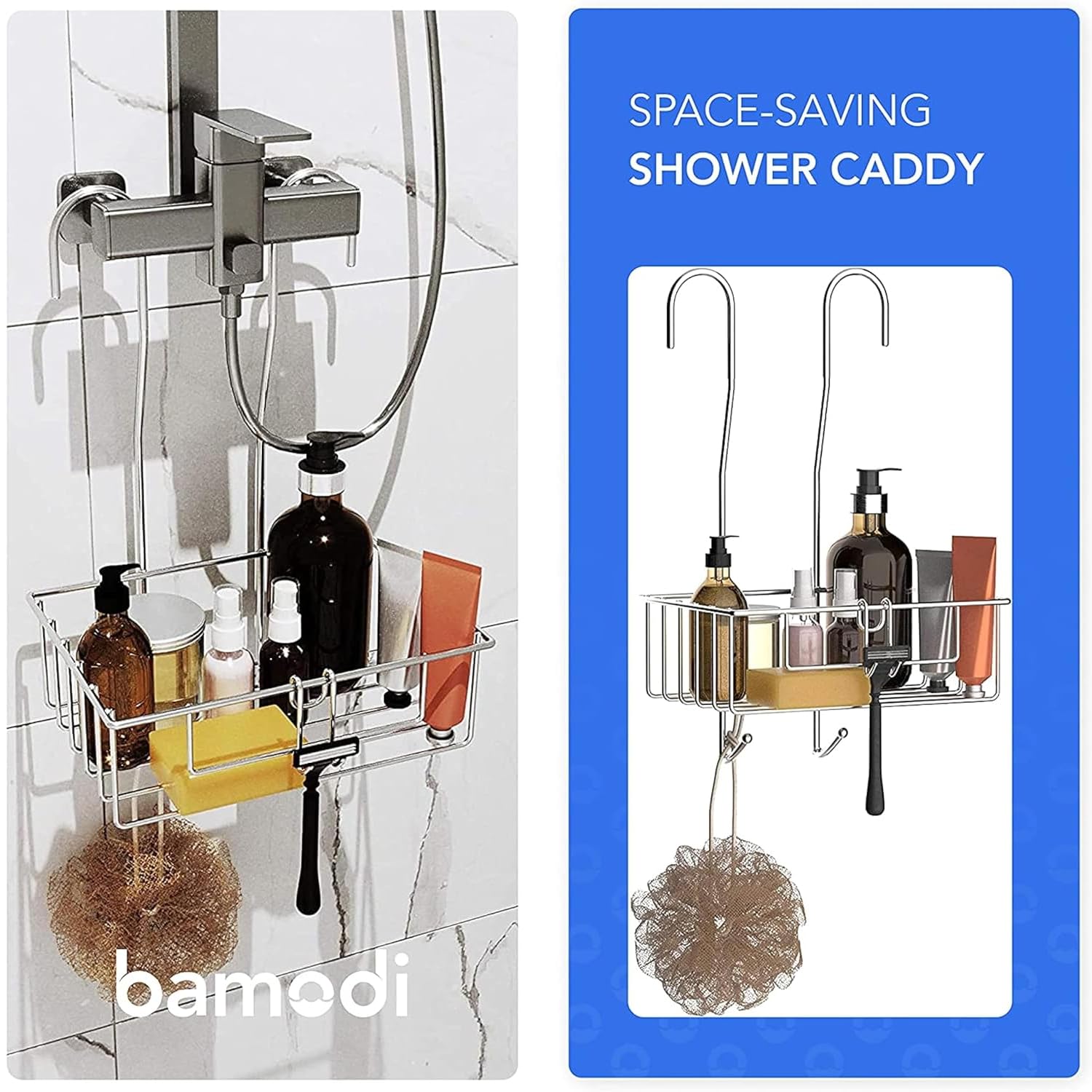 Bamodi hanging shower shelf, storage - chrome-plated - 70 x 18.5 x 19 cm - shower shelf - easy to attach - hanging shower
