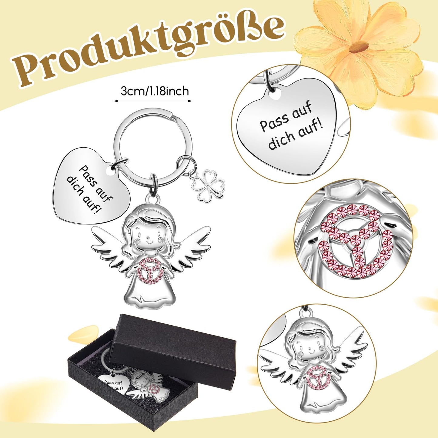Guardian Angel Keychain with Steering Wheel – Good Luck Charm for Drivers