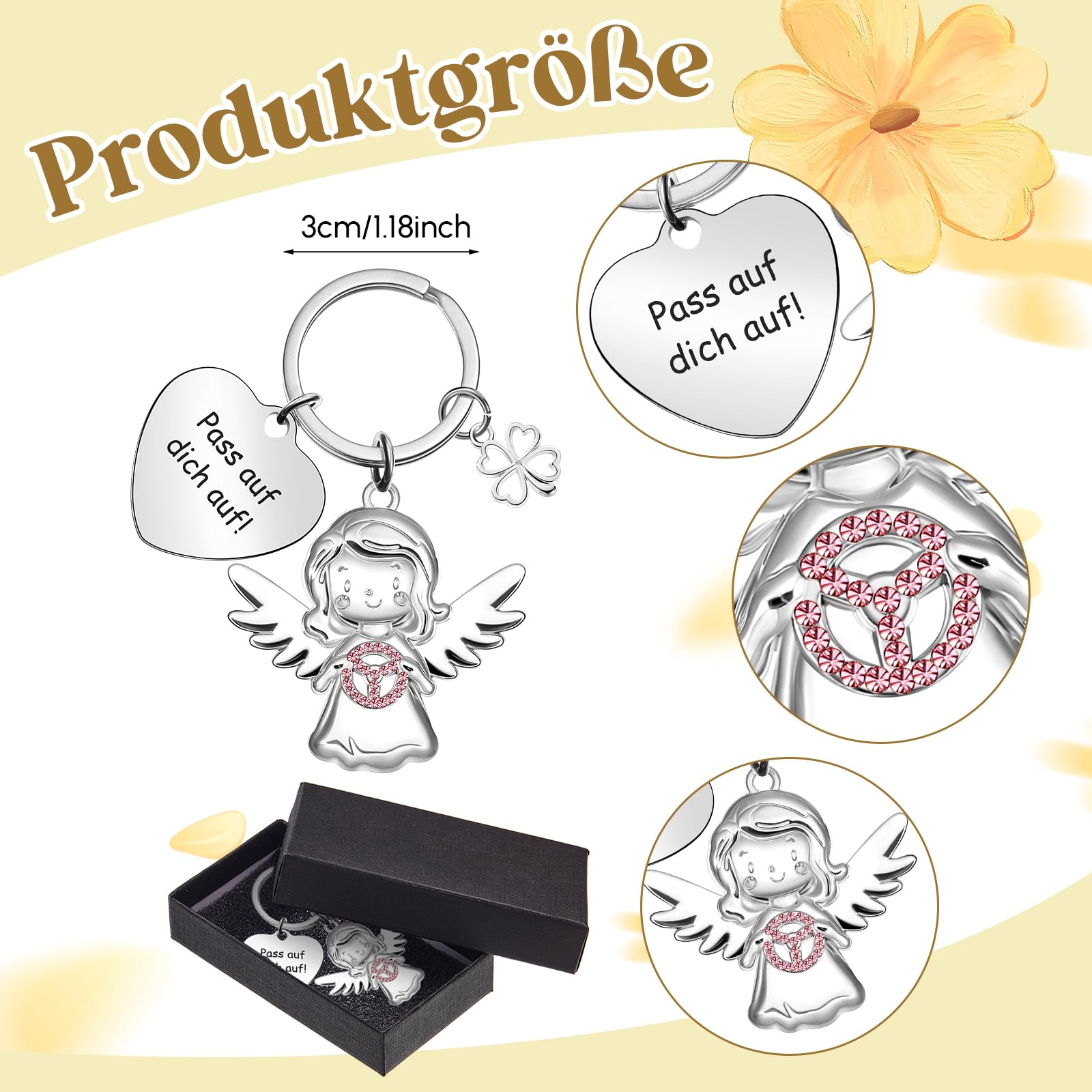 Guardian Angel Keychain with Steering Wheel – Good Luck Charm for Drivers