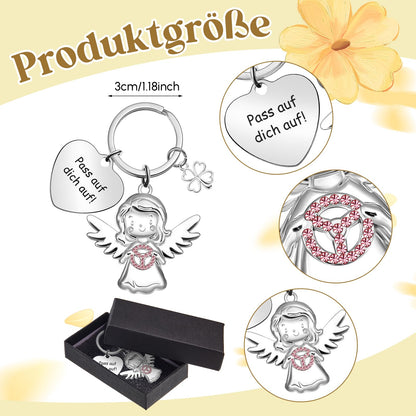 Guardian Angel Keychain with Steering Wheel – Good Luck Charm for Drivers