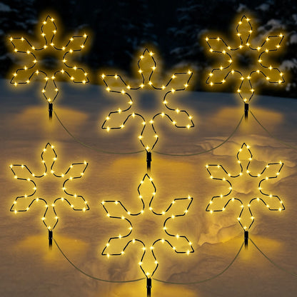 LED Snowflake Garden Stake with Timer Decorative Lighting – White