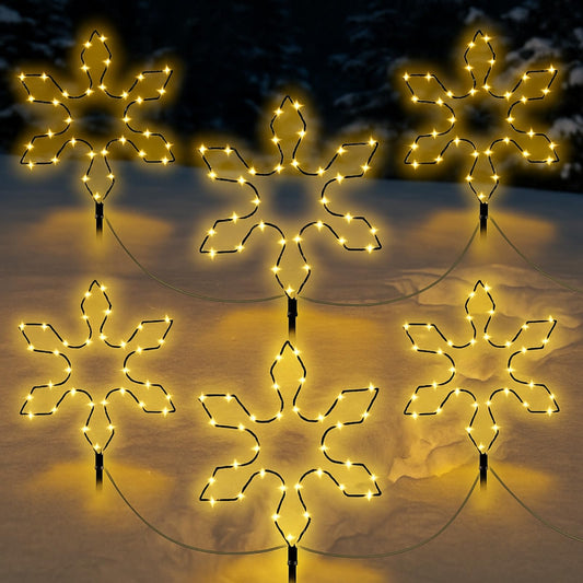 LED Snowflake Garden Stake with Timer Decorative Lighting – White