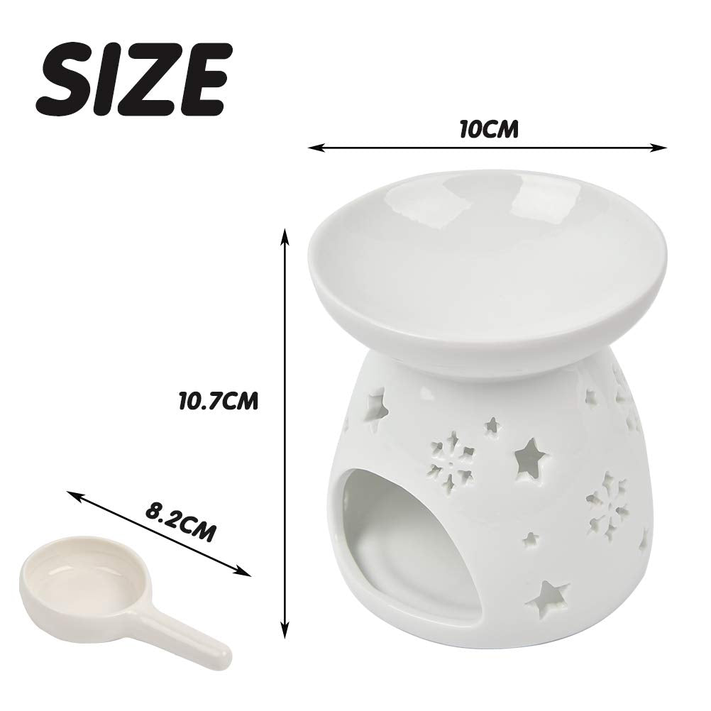 Fragrance Oil Lamp & Tealight Holder Set 2 Ceramic – Star Pattern
