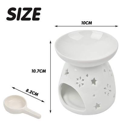 Fragrance Oil Lamp & Tealight Holder Set 2 Ceramic – Star Pattern
