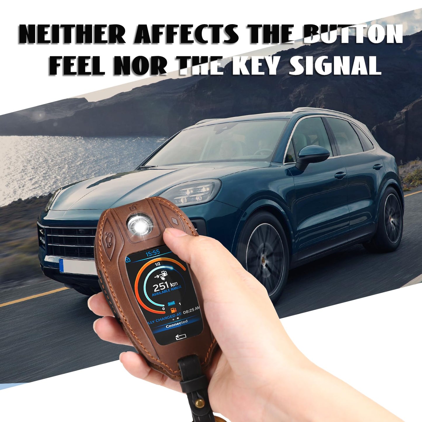 BMW Leather Key Case Cover with LCD Display Compatible G01/G02/G05/G07/X3/X4/X5/X7 – Brown