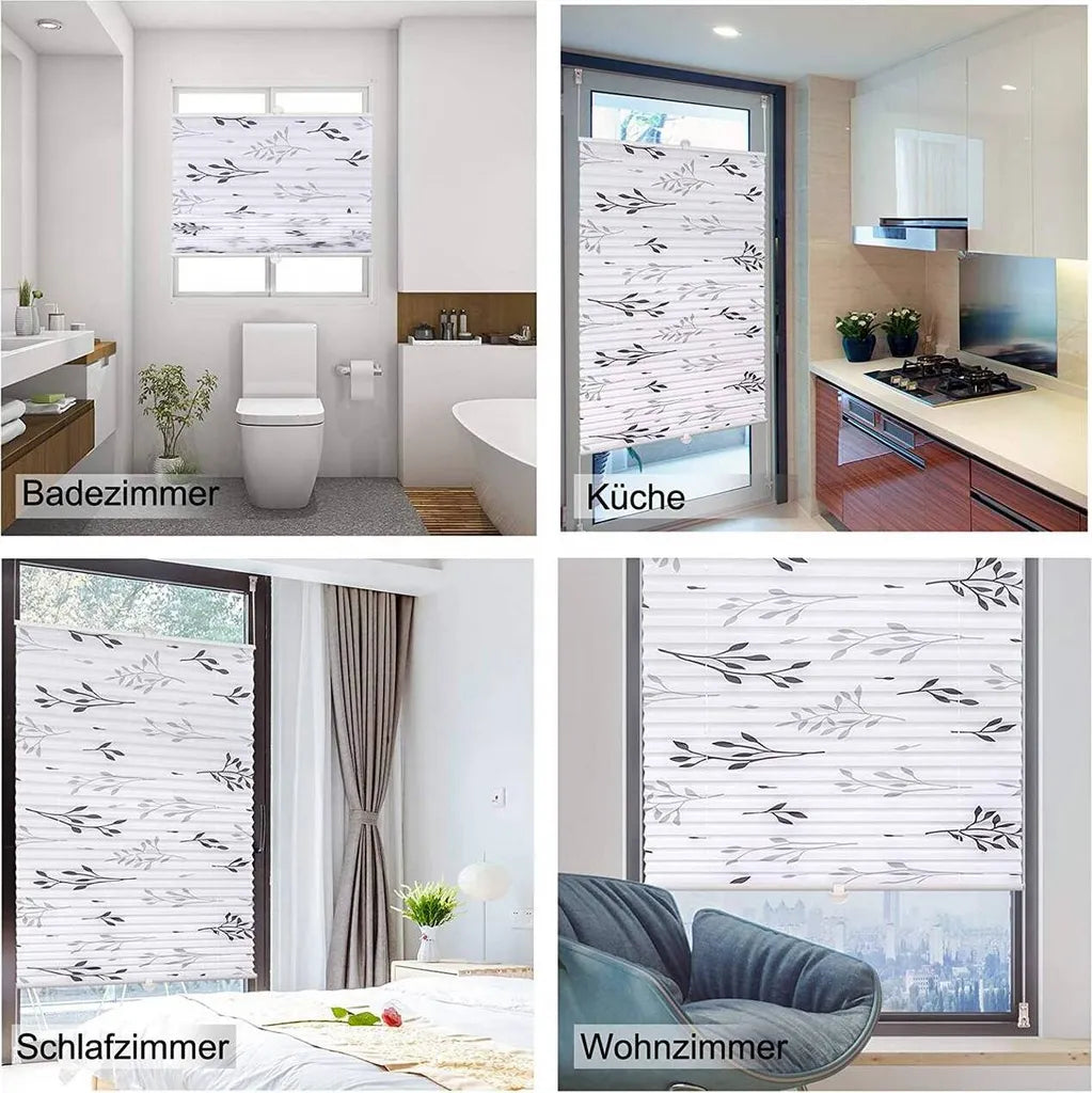 WOLTU PS5616GR Plisētā Žalūzija 65 × 130 cm – Pelēka ar Zaru Rakstu