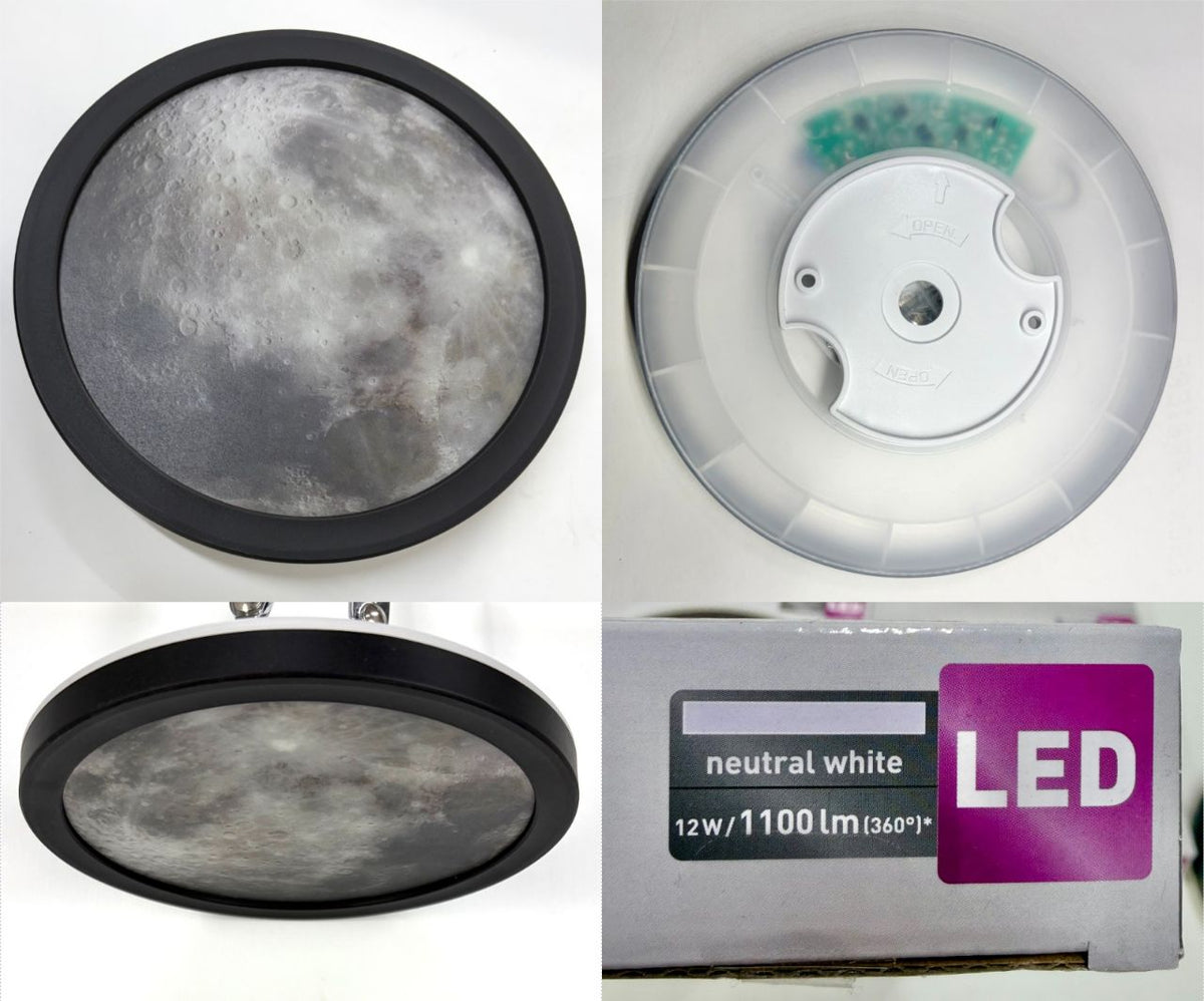 Apaļa LED griestu lampa ar reālistisku Mēness virsmas dizainu - Gultify