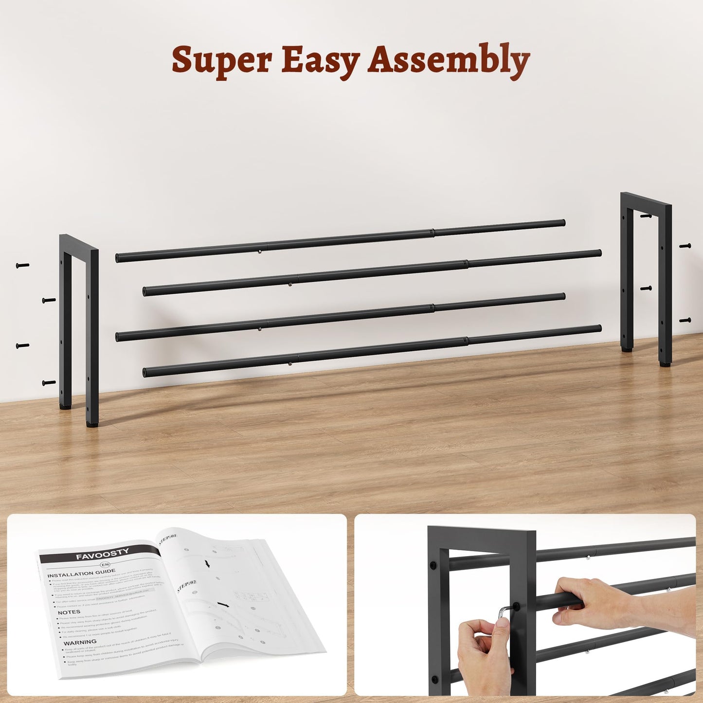 2-Tier Adjustable Metal Shoe Rack for Space-Saving – Black