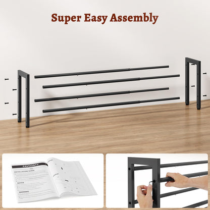 2-Tier Adjustable Metal Shoe Rack for Space-Saving – Black