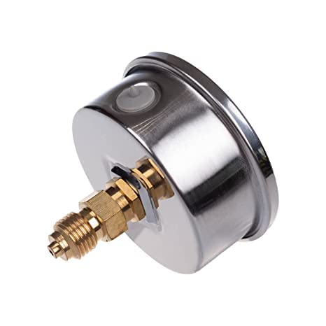 Glycerin pressure gauge axial connection, IP65 stainless steel 63 mm with rear connector, 1/4 glycerin (0-160 bar)
