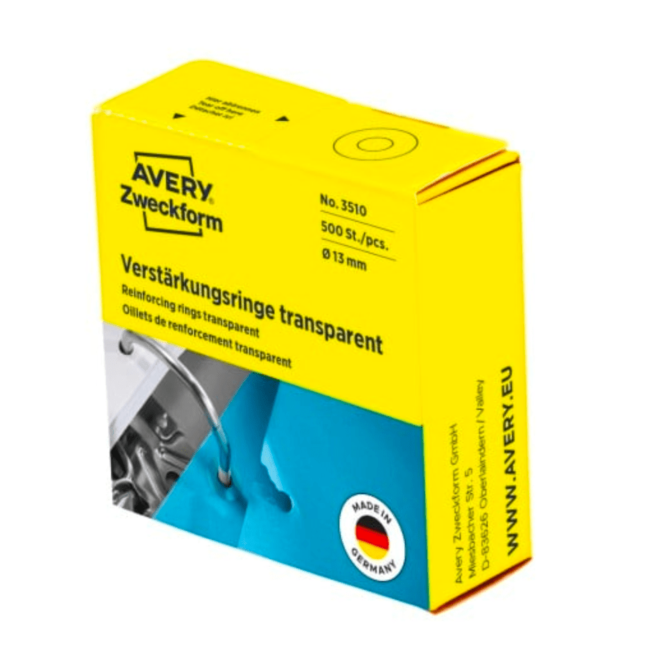 Avery Zweckform 3510 caurumu pastiprināšanas gredzeni – 13 mm, 500 gab. - Gultify