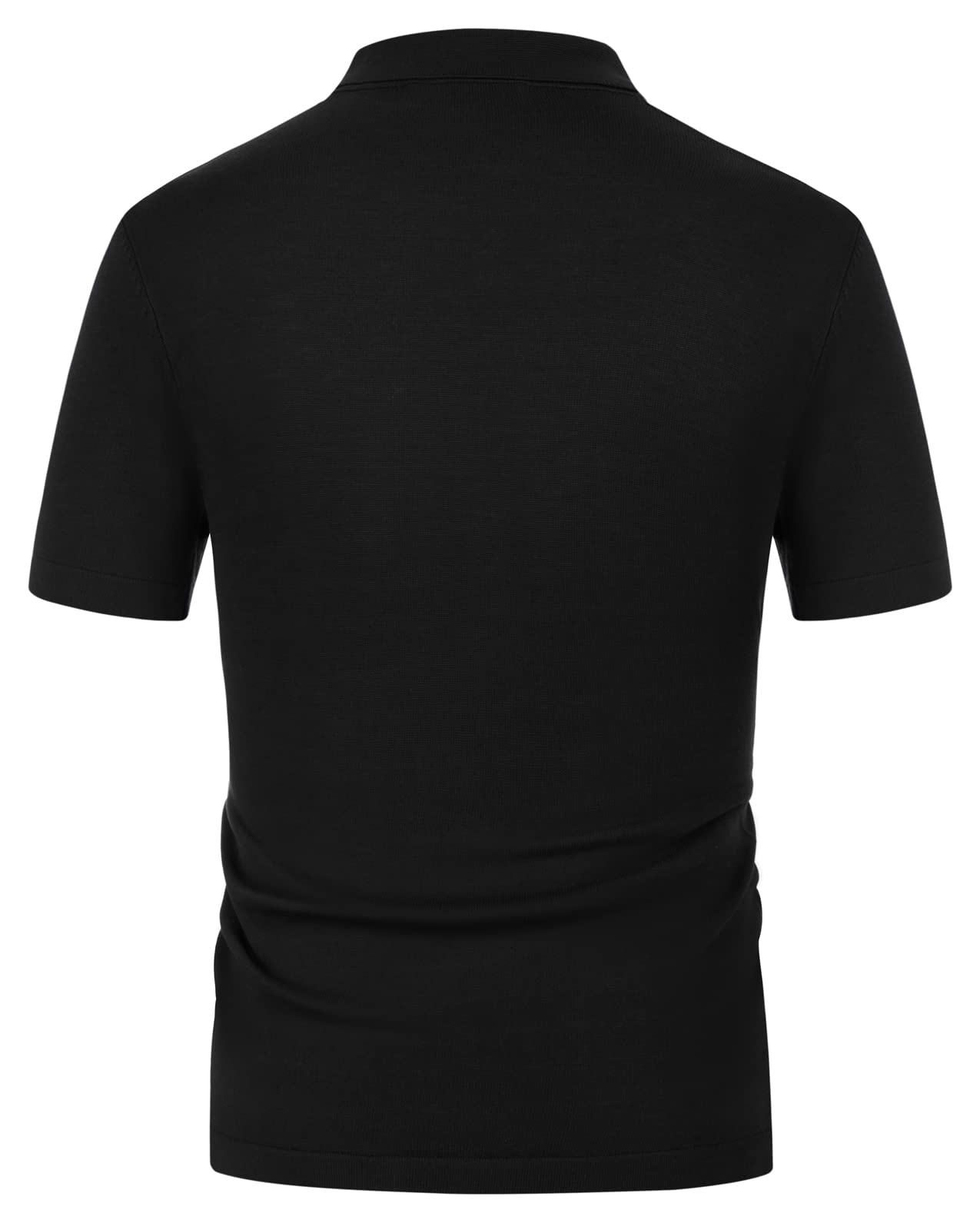 Men’s Short Sleeve Polo Shirt Regular Fit 70s Style – Black XL