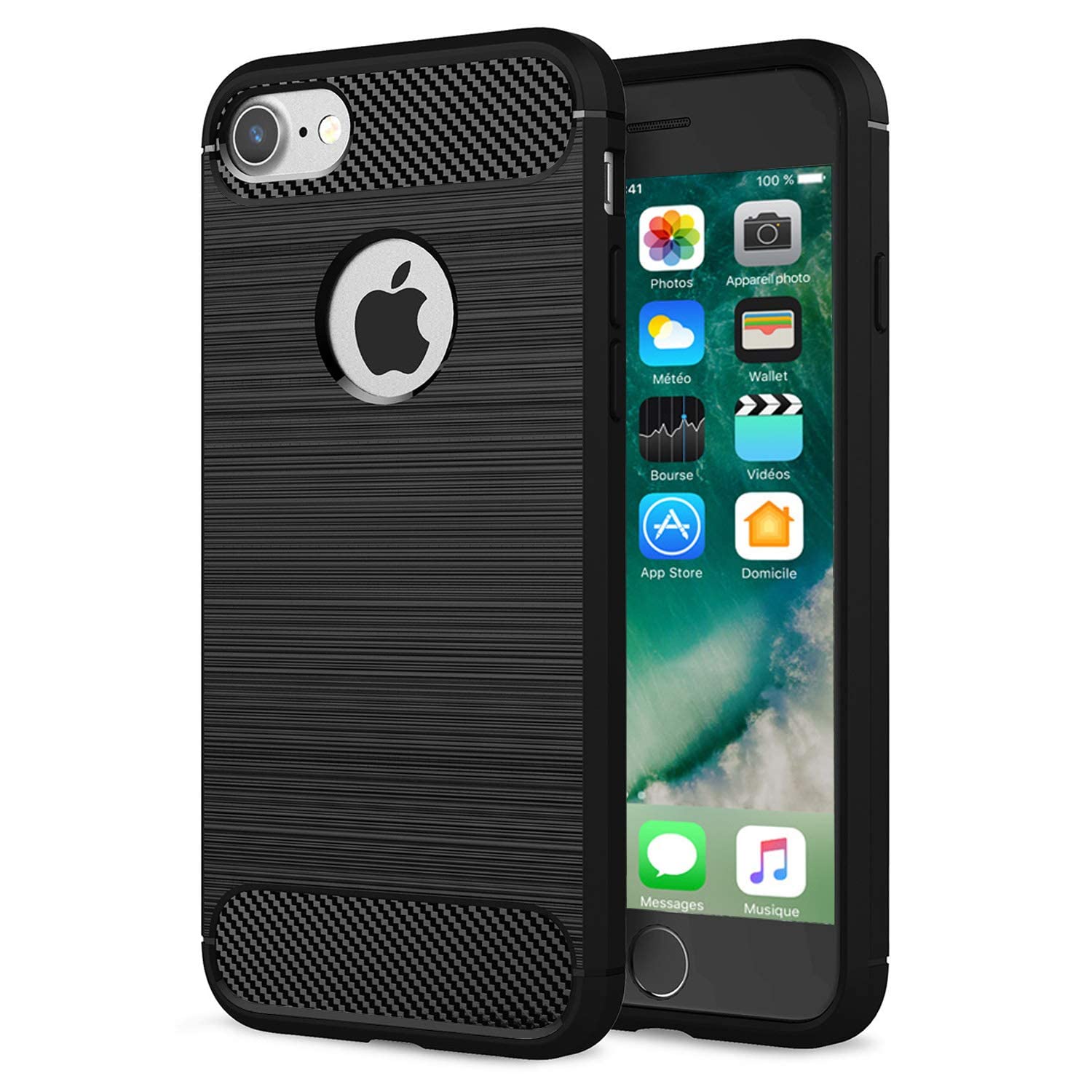 iPhone 7/8 (4.7in) Impact Protection TPU Case Carbon Fibre Effect – Black