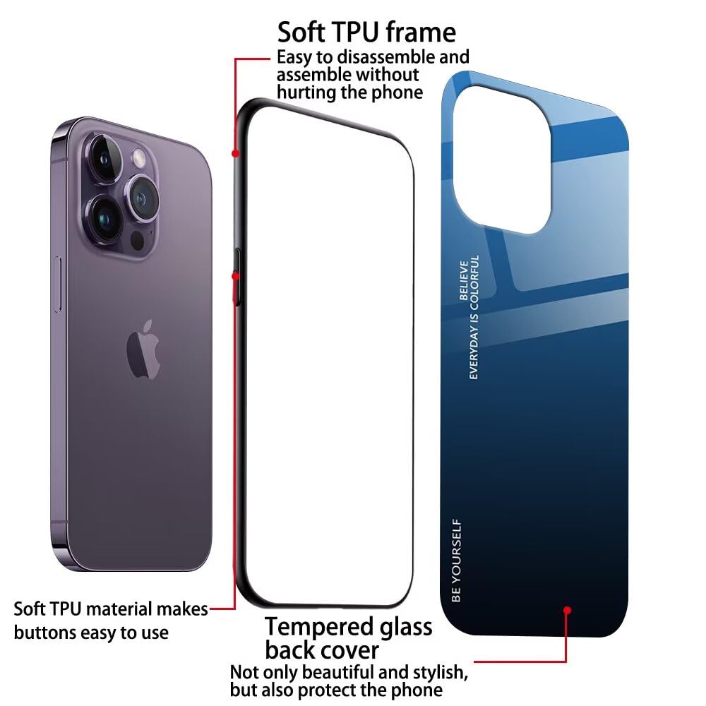 Xiaomi 15T Pro Gradient Glass Back Phone Case Anti-Drop Anti-Scratch – Blue/Black