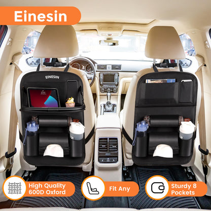 Einesin Car Seat Organizer with Table, Car Back Seat Organizer for Kids, Multifunctional Waterproof Back Seat Organizer with