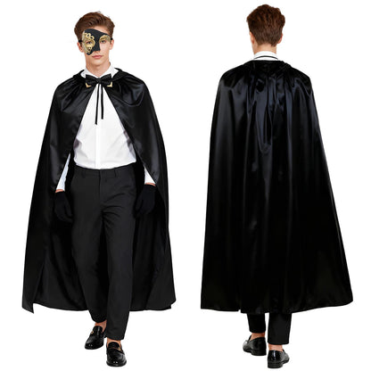 Adult Opera Carnival Costume Cape Venetian Masquerade Mask Gloves Bow Tie – One Size
