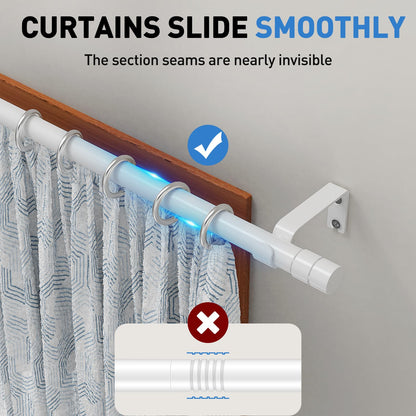 WELDUN Curtain Rods for Windows, 81-361 cm Metal Extendable Curtain Rod, Φ19.5 mm Heavy Duty Curtain Rod Set with Brackets