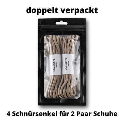 Round Shoelaces Ø4.5mm Polyester Tear-Resistant for Work Boots (2 Pairs) – Khaki 110cm
