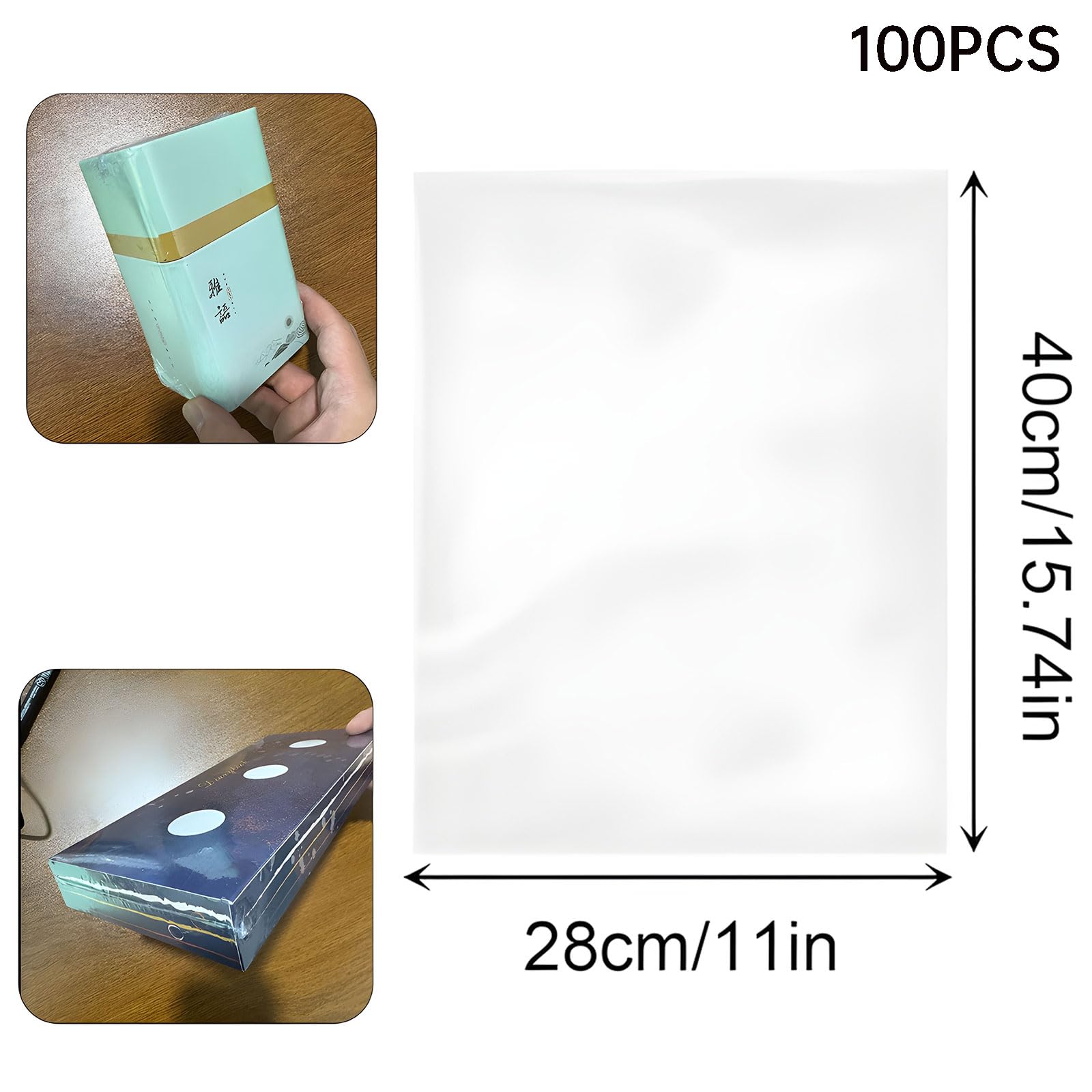 Heat Shrink Bags 100 Pieces Heat Shrink Film for Sealing Gifts Shoes Books – 28x40 cm