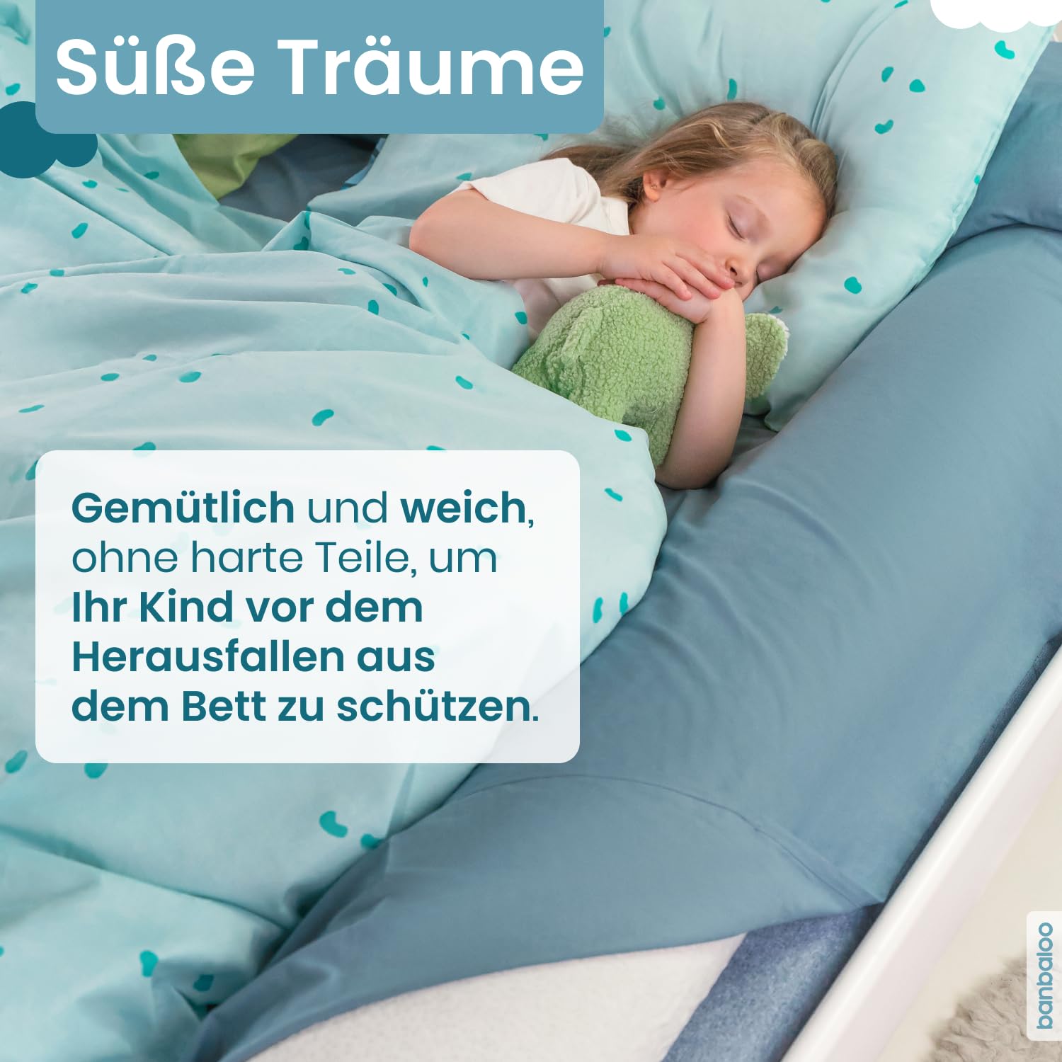 BANBALOO - Bed Guard Rail - Toddler Bed Roll, Edge Cushion with Memory Foam Padding, Bed Guard Rail - Non-Slip Portable