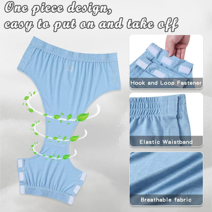Care Shorts Tear-Away Velcro Fastening Incontinence Trousers for Seniors – Blue L