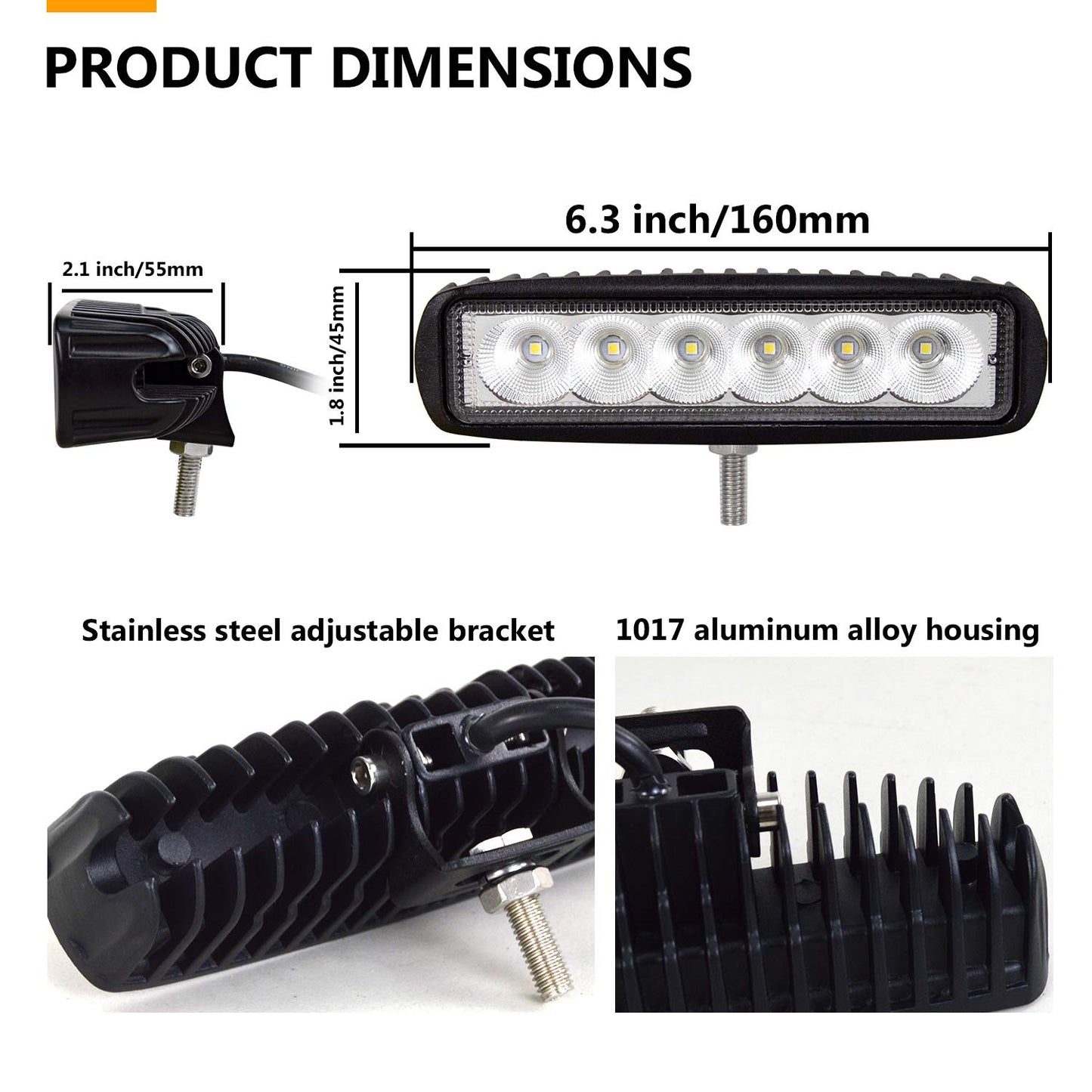 LED Off-Road Headlights 18W Waterproof Auxiliary Lights for Trucks & SUVs – 6 Inch