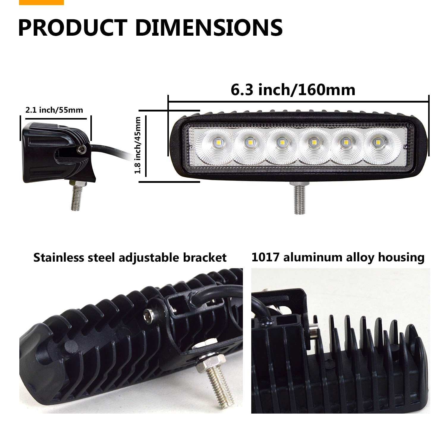LED Off-Road Headlights 18W Waterproof Auxiliary Lights for Trucks & SUVs – 6 Inch