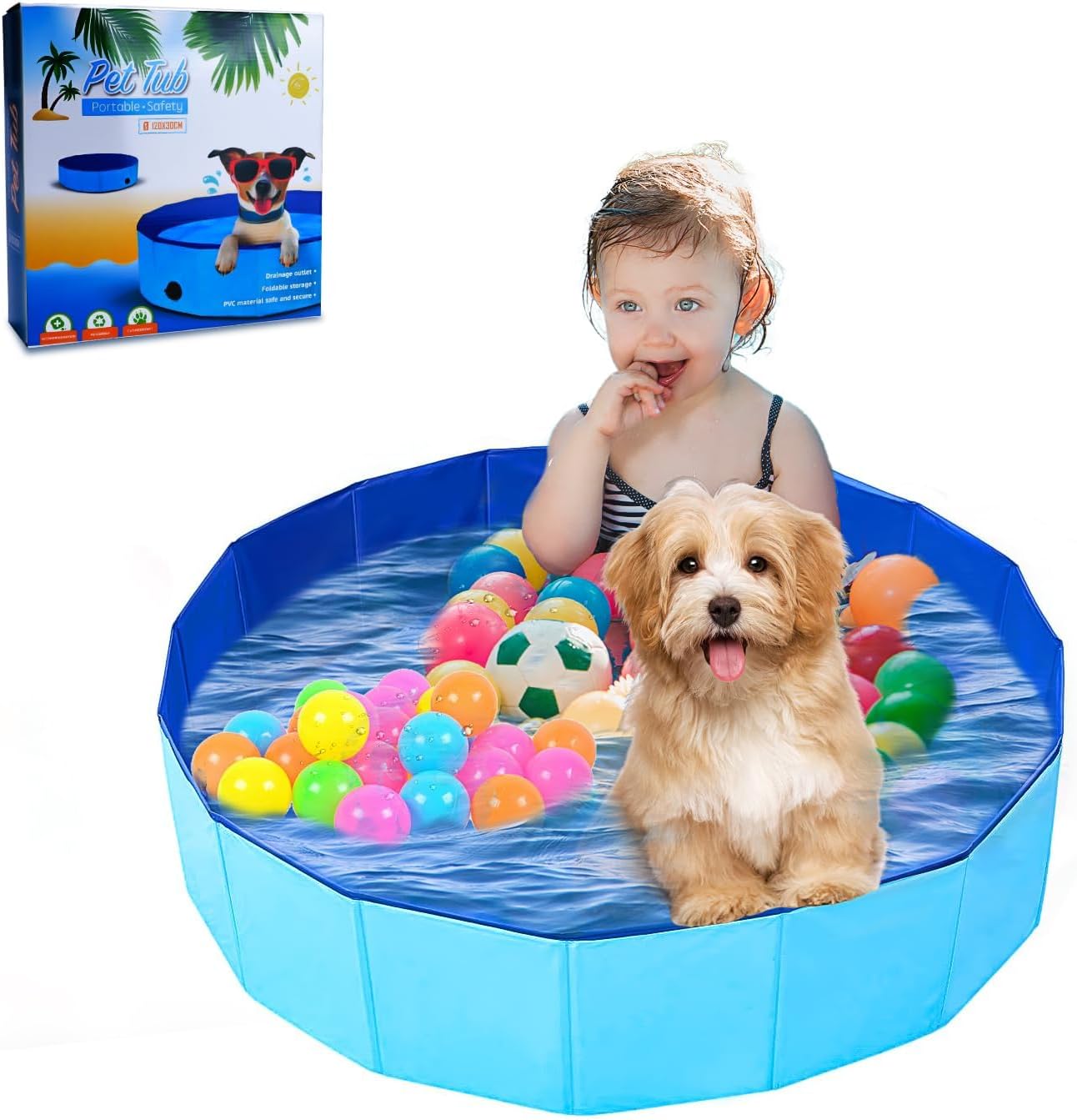 Dog Pool Foldable Dog Padding Pool Portable for Pets (80x20cm)