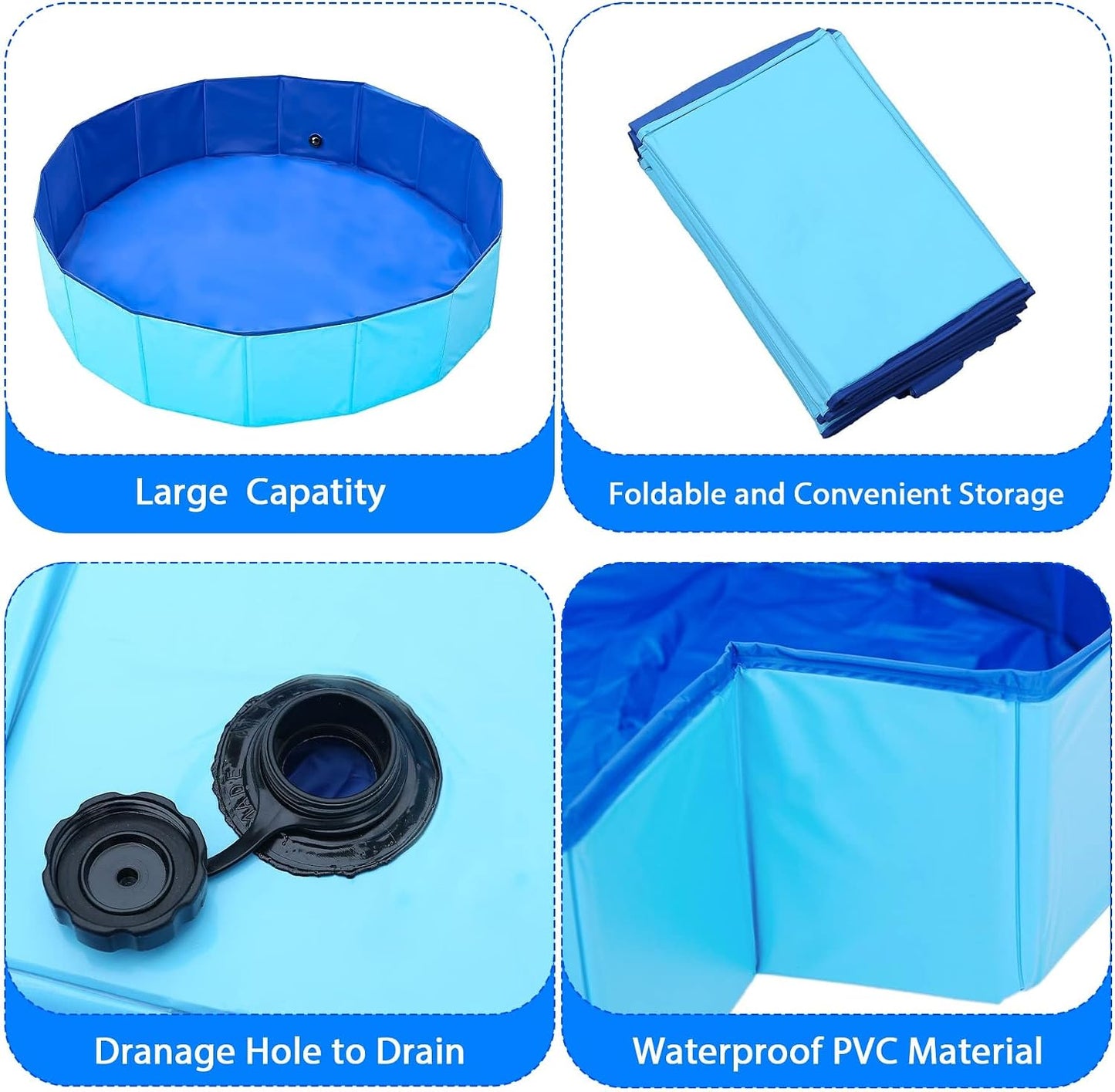 Dog Pool Foldable Dog Padding Pool Portable for Pets (80x20cm)