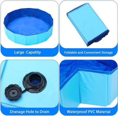 Dog Pool Foldable Dog Padding Pool Portable for Pets (80x20cm)