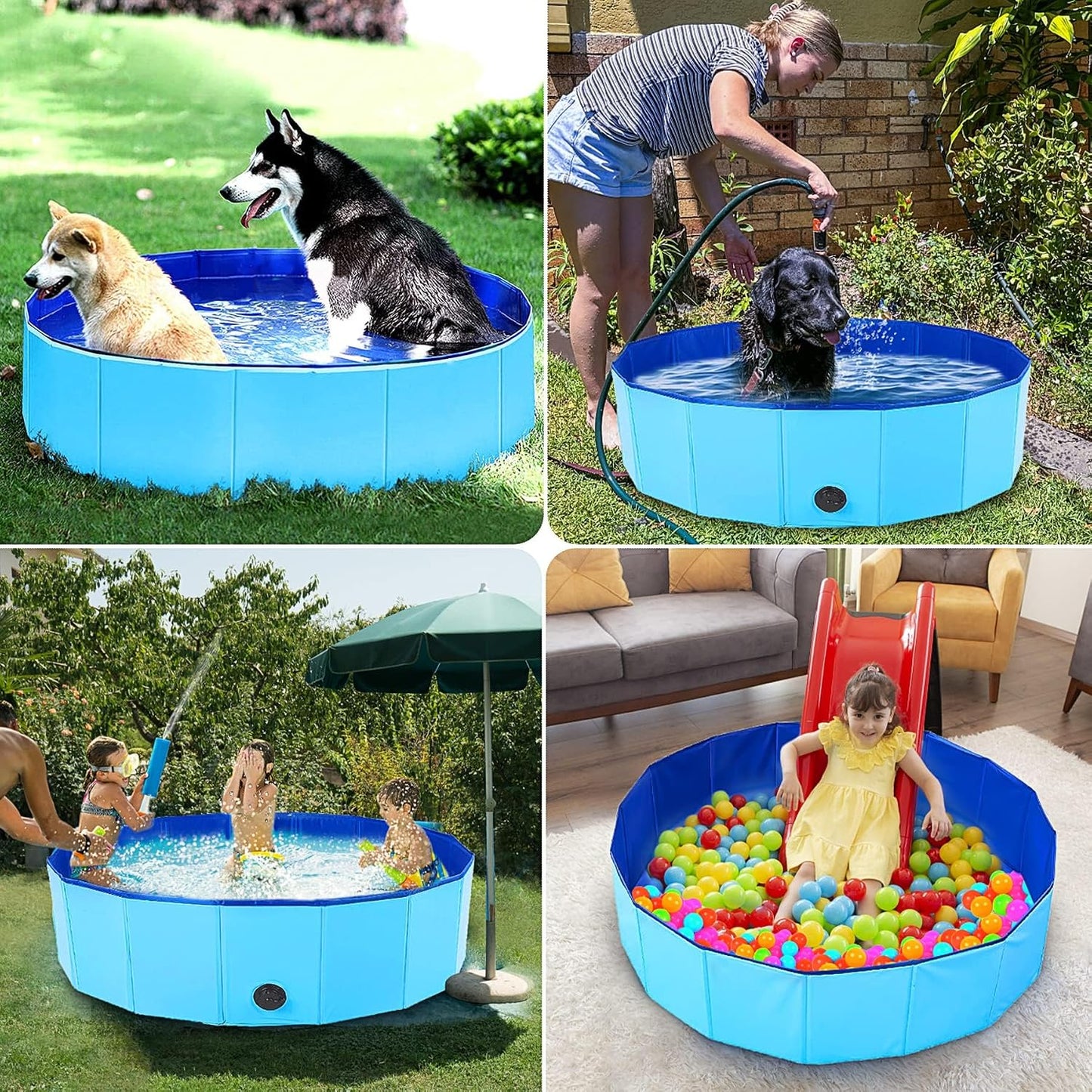 Dog Pool Foldable Dog Padding Pool Portable for Pets (80x20cm)